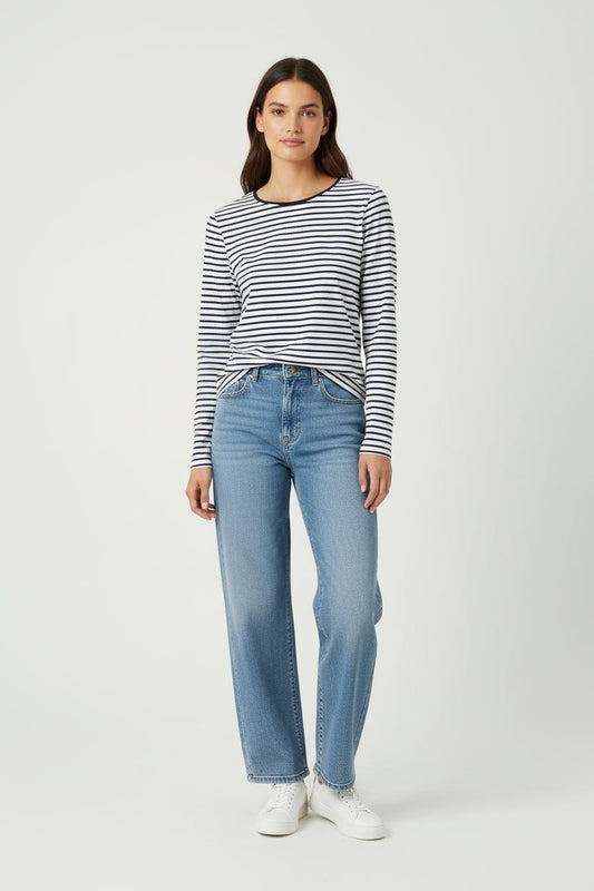 Marinière Blanc et Noir - Taille S/36