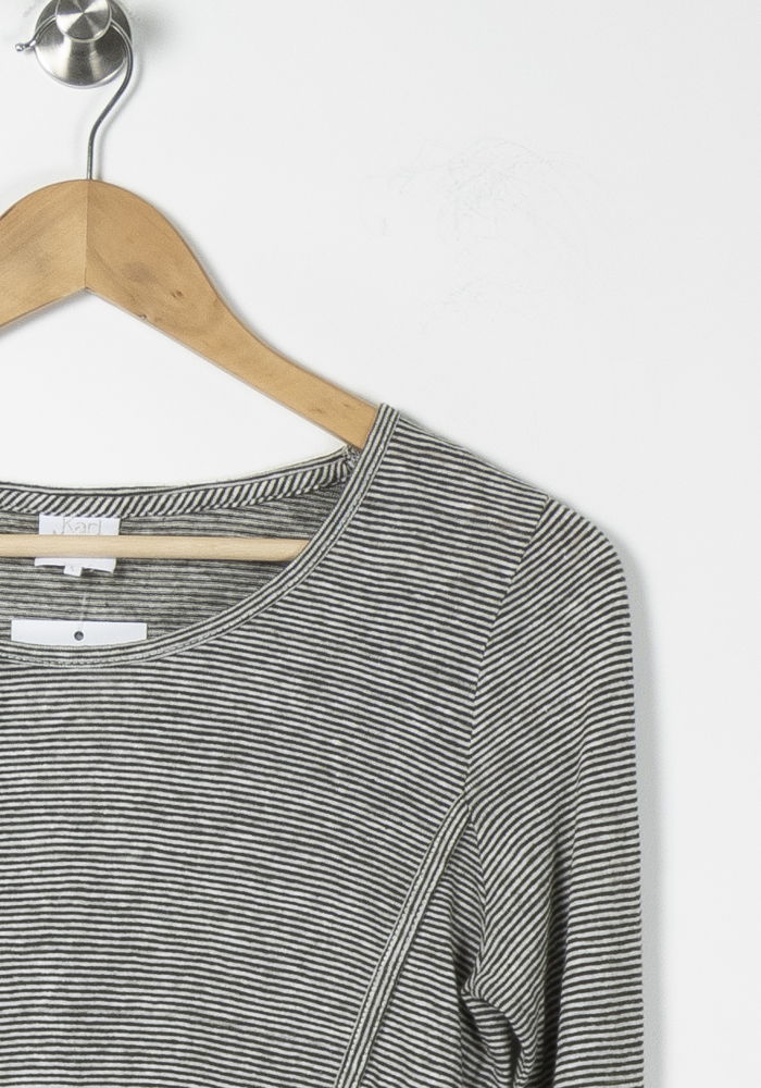 Tee-shirt Manches Longues Gris et Blanc - Taille S/36