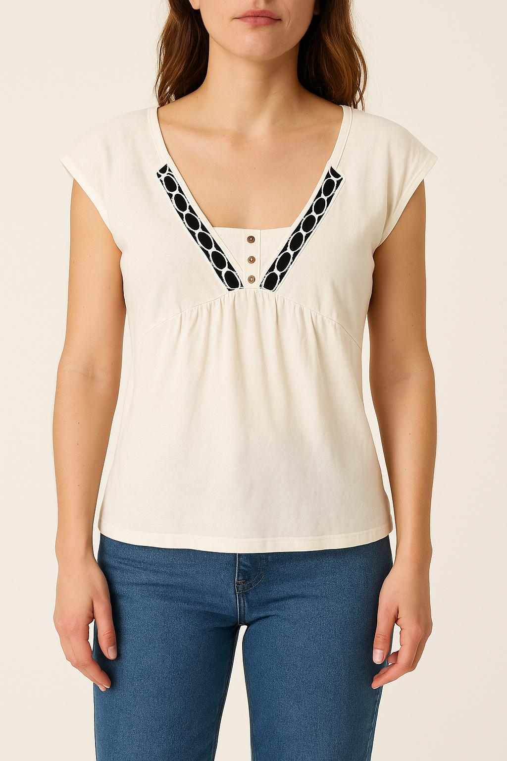 Blouse Écrue et Noire - Taille XS/34