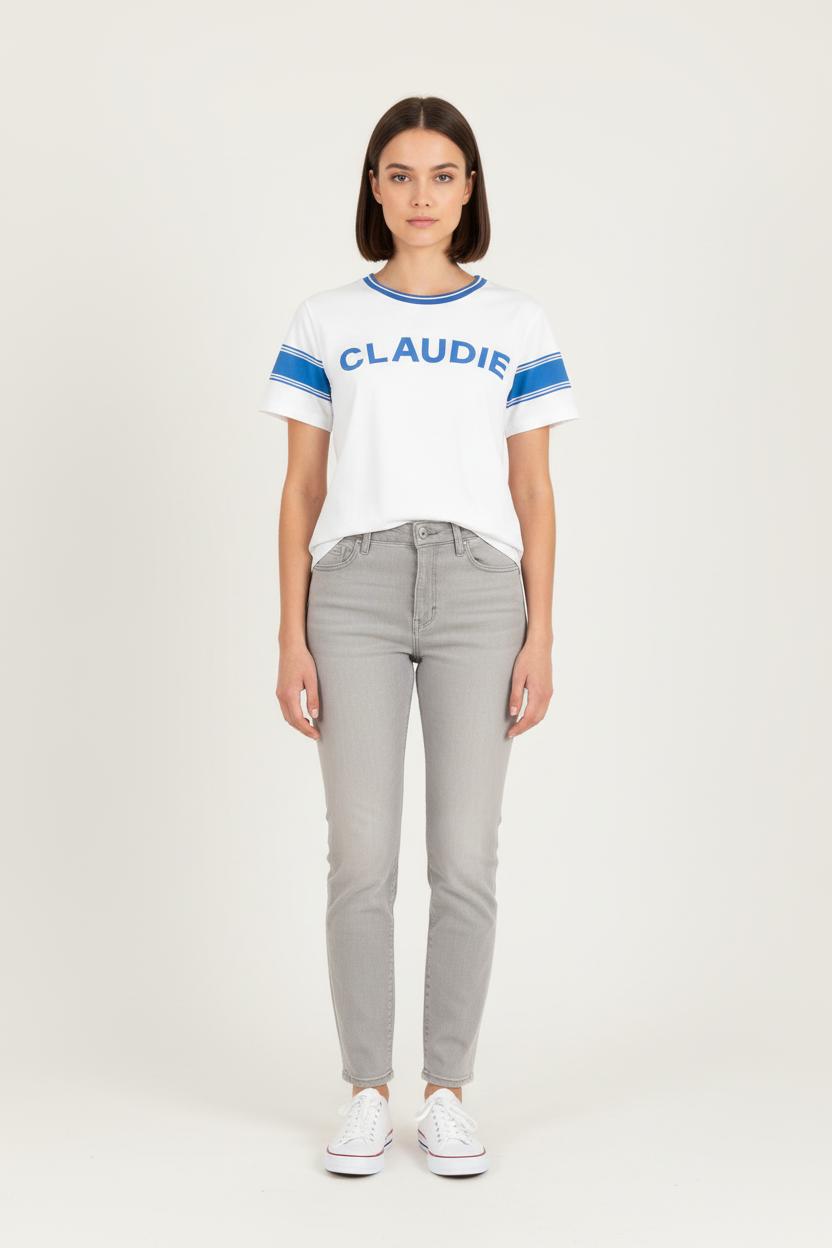 Tee-shirt Blanc et Bleu - Taille M/38