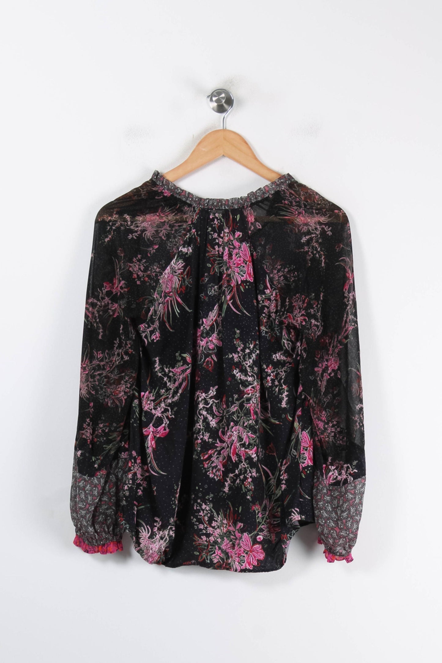 Blouse Noire et Rose - Taille S/36