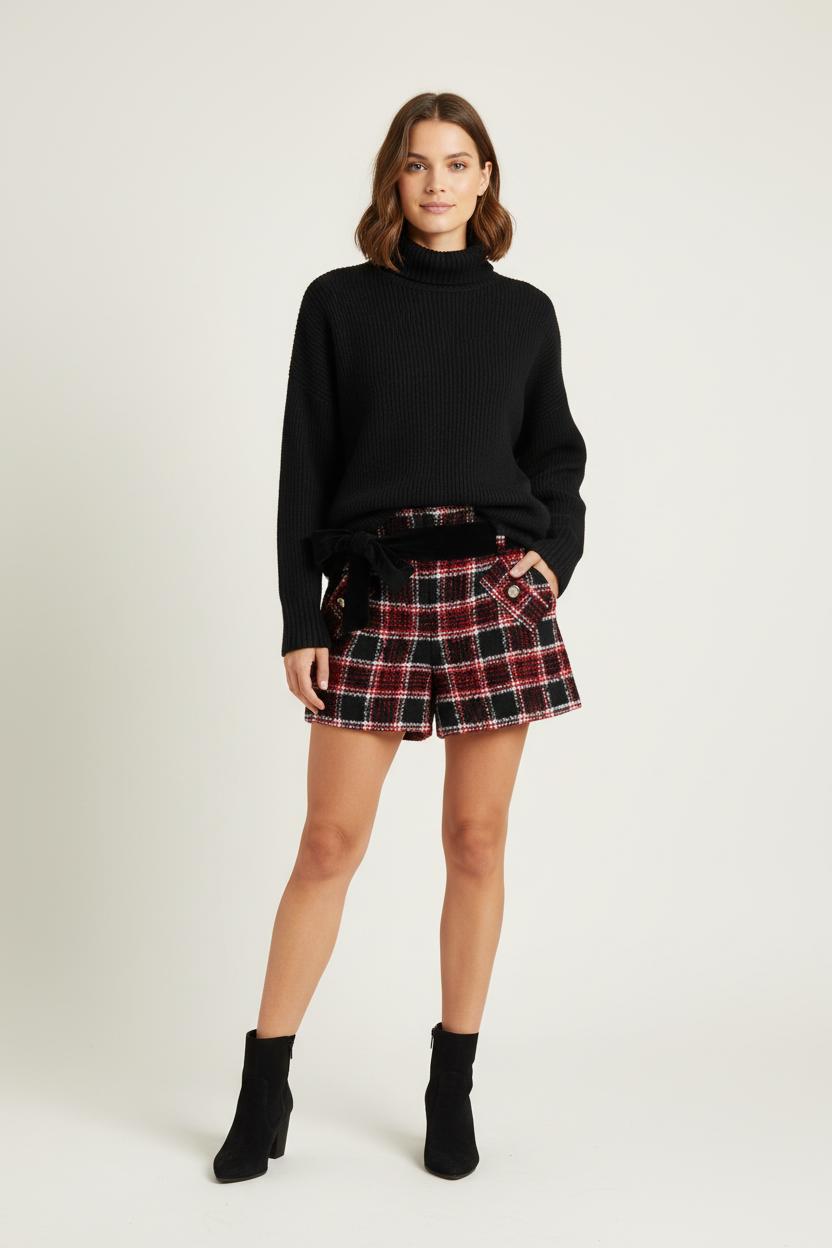 Short Écossais Rouge et Noir - Taille L/40