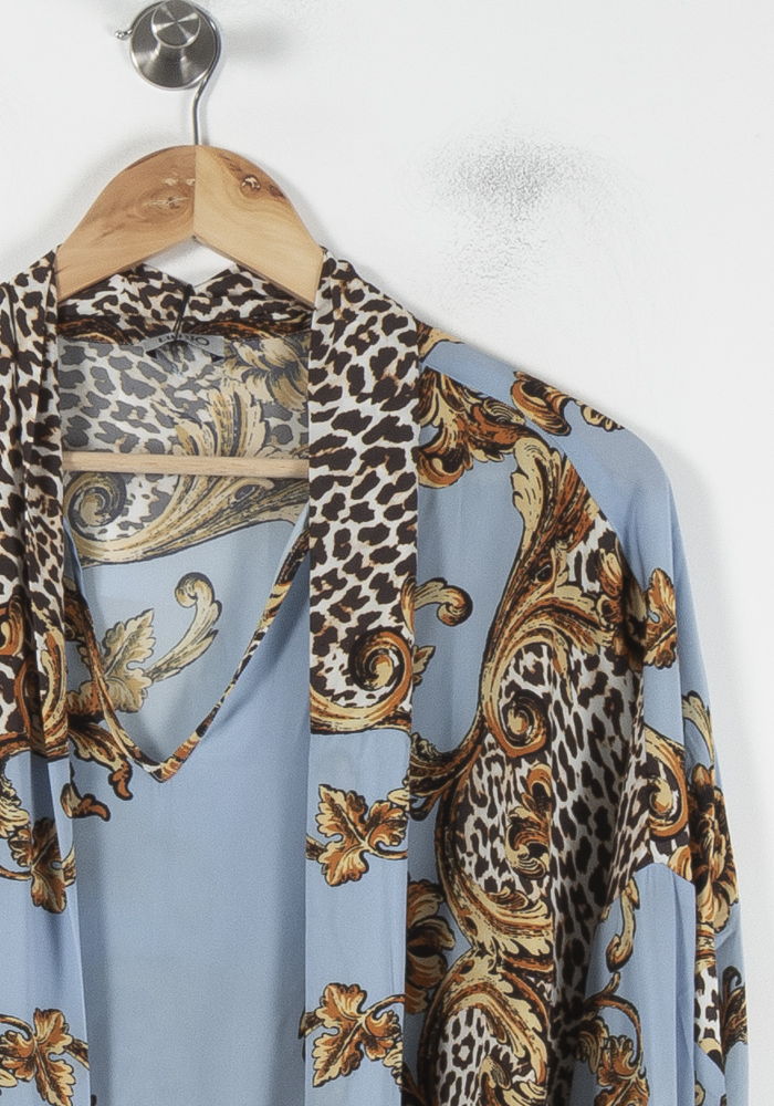 Blouse Bleue et Léopard - Taille XL/42