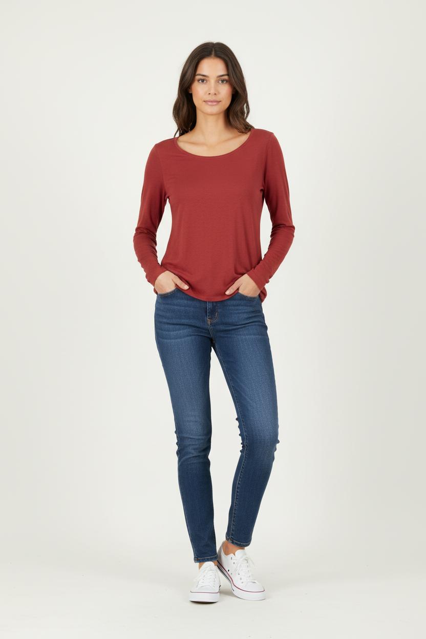 Tee-shirt Manches Longues Bordeaux - Taille L/40