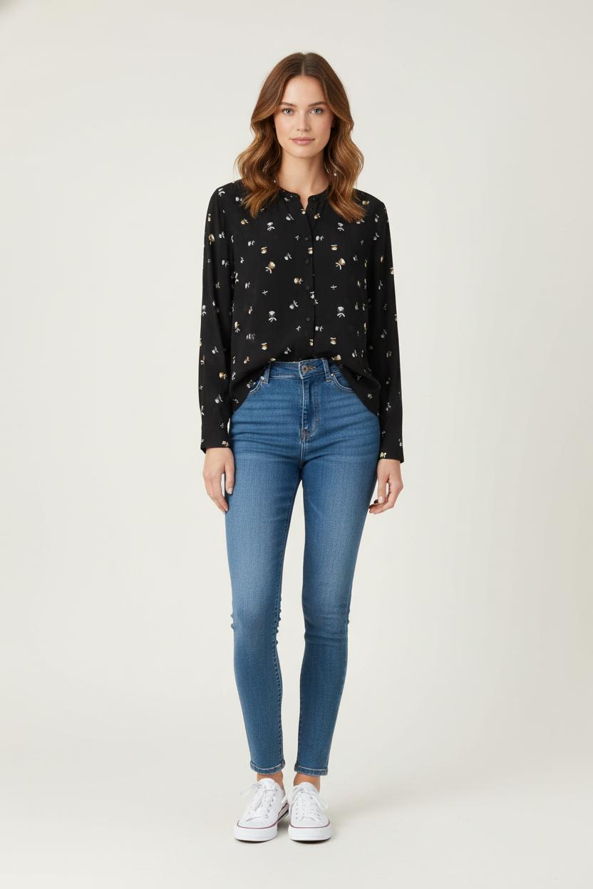 Blouse Noire et Blanche - Taille M/38