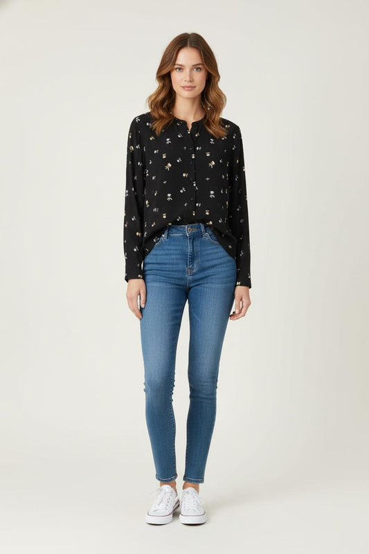 Blouse Noire et Blanche - Taille M/38