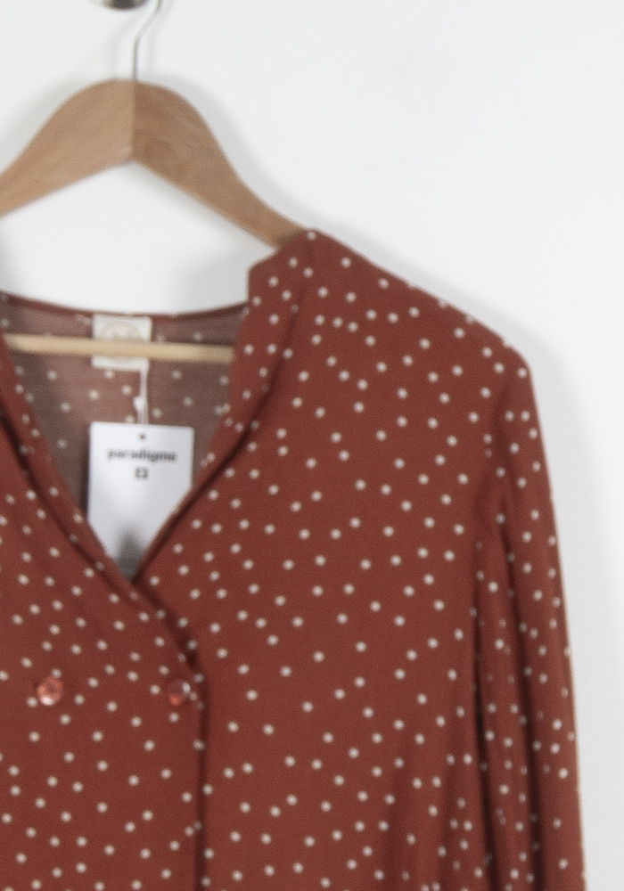 Blouse Marron à Pois Blancs - Taille TU