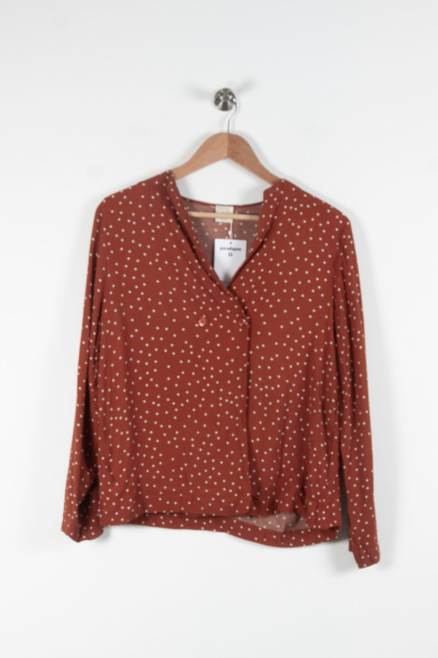Blouse Marron à Pois Blancs - Taille TU