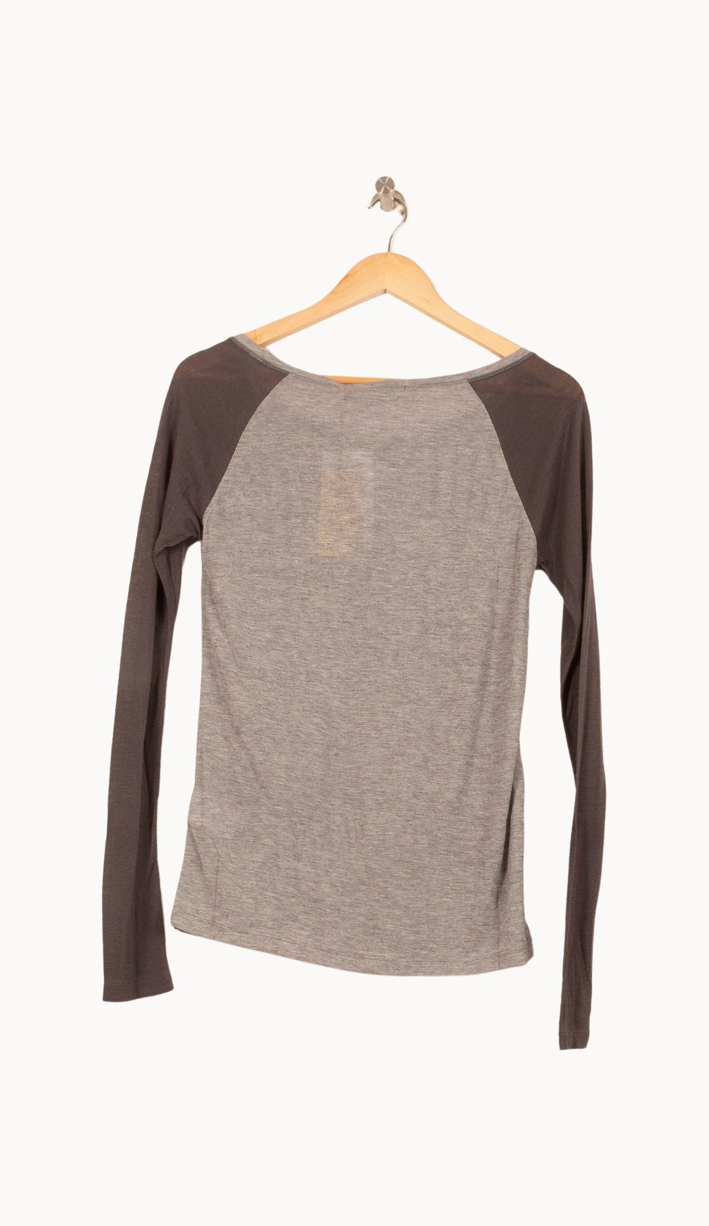 Tee-shirt manches raglan Gris et Marron - Taille S/36