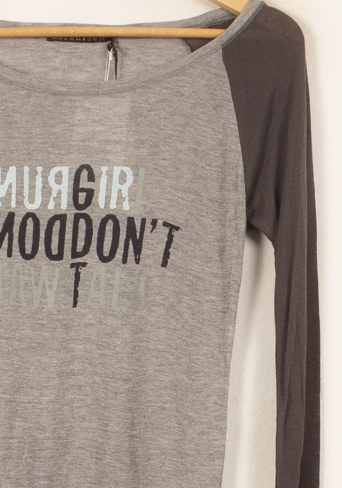 Tee-shirt manches raglan Gris et Marron - Taille S/36