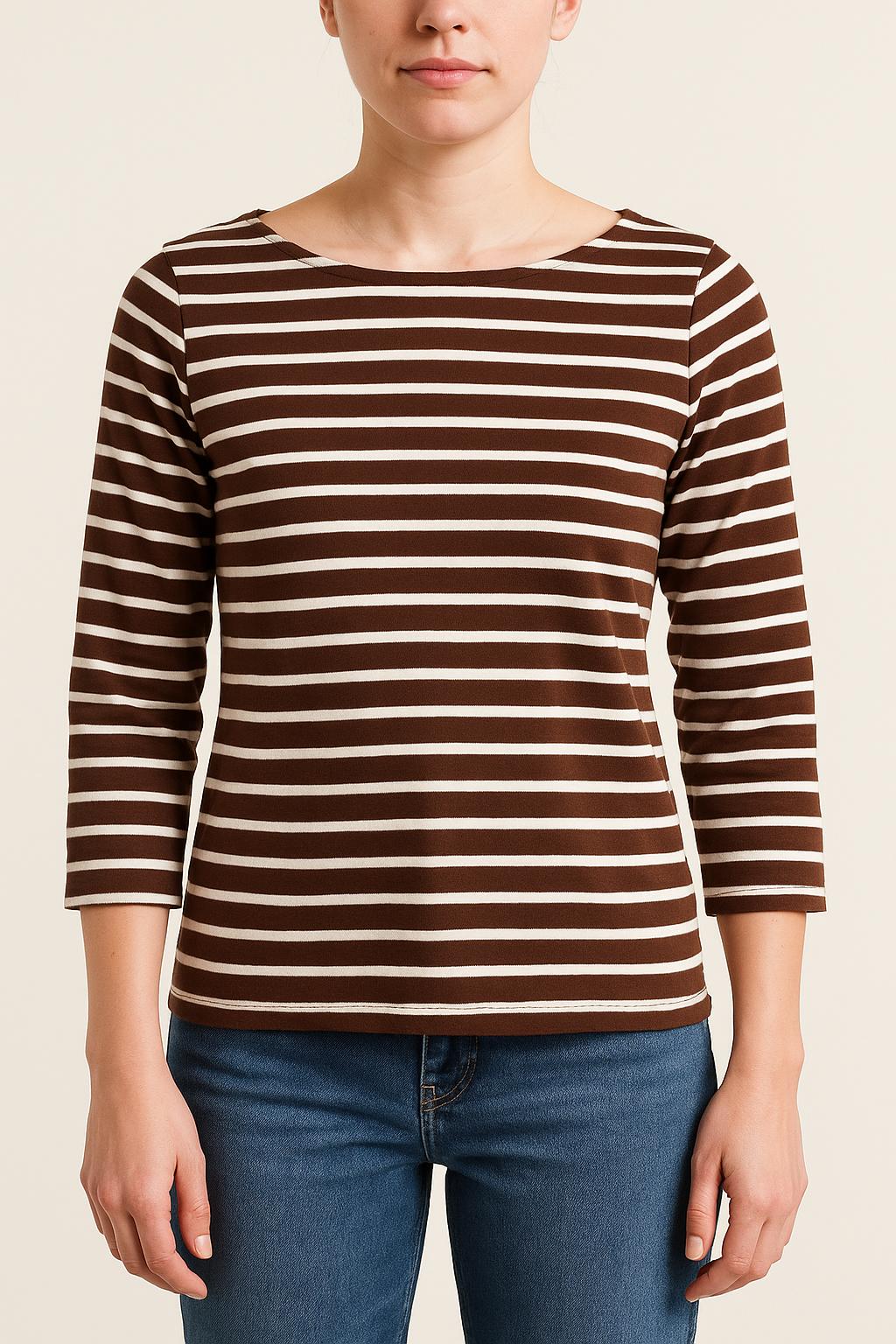 Marinière Marron et Blanche - Taille M/38