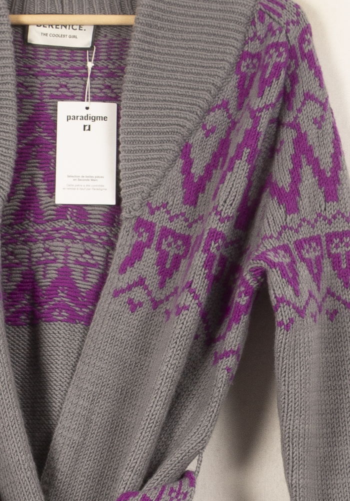 Cardigan Gris et Violet - Taille S/36