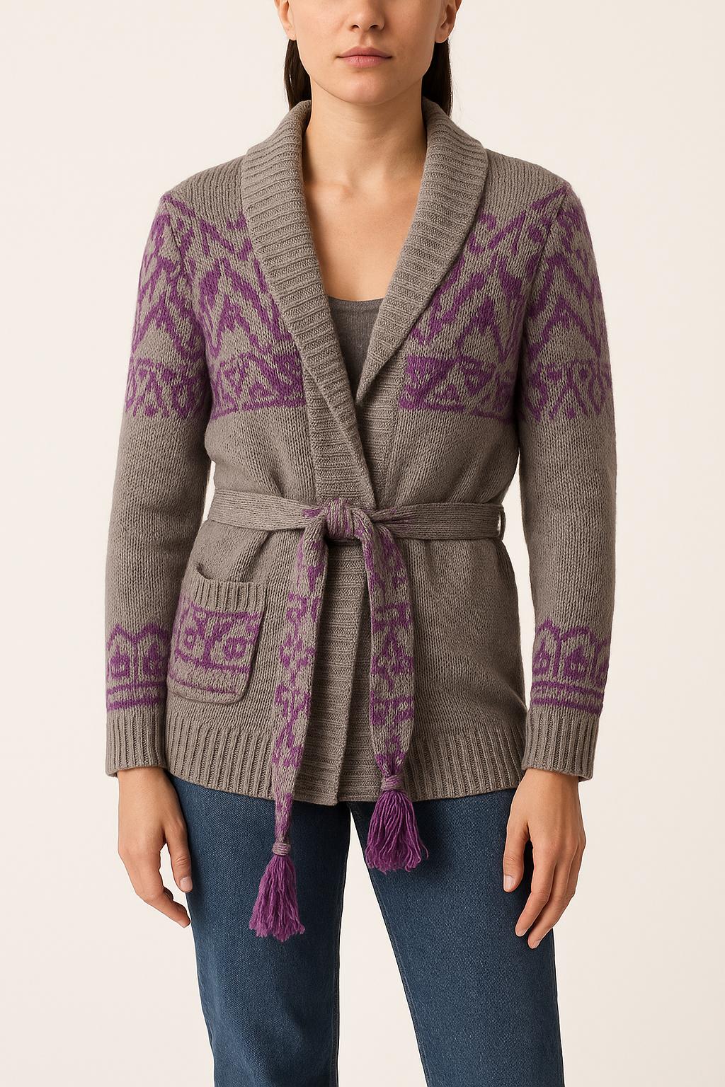 Cardigan Gris et Violet - Taille S/36