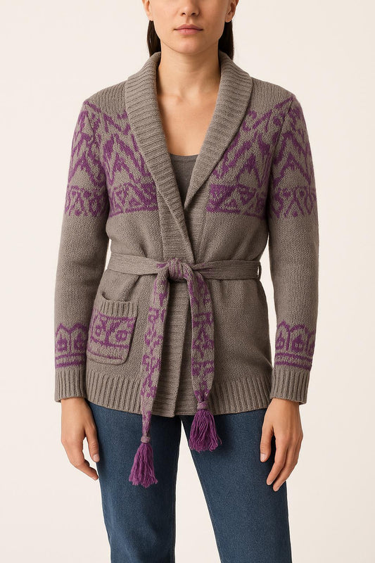 Cardigan Gris et Violet - Taille S/36