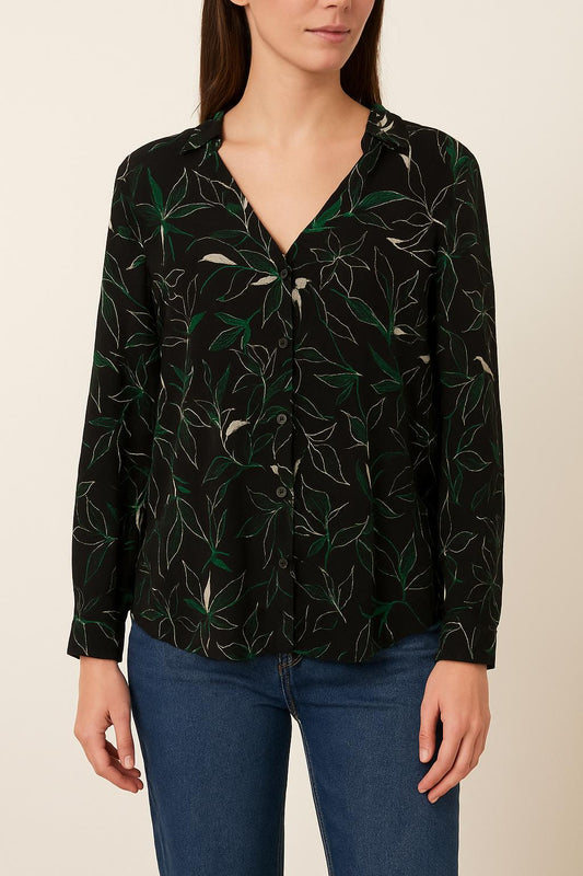 Blouse Noire et Verte - Taille S/36