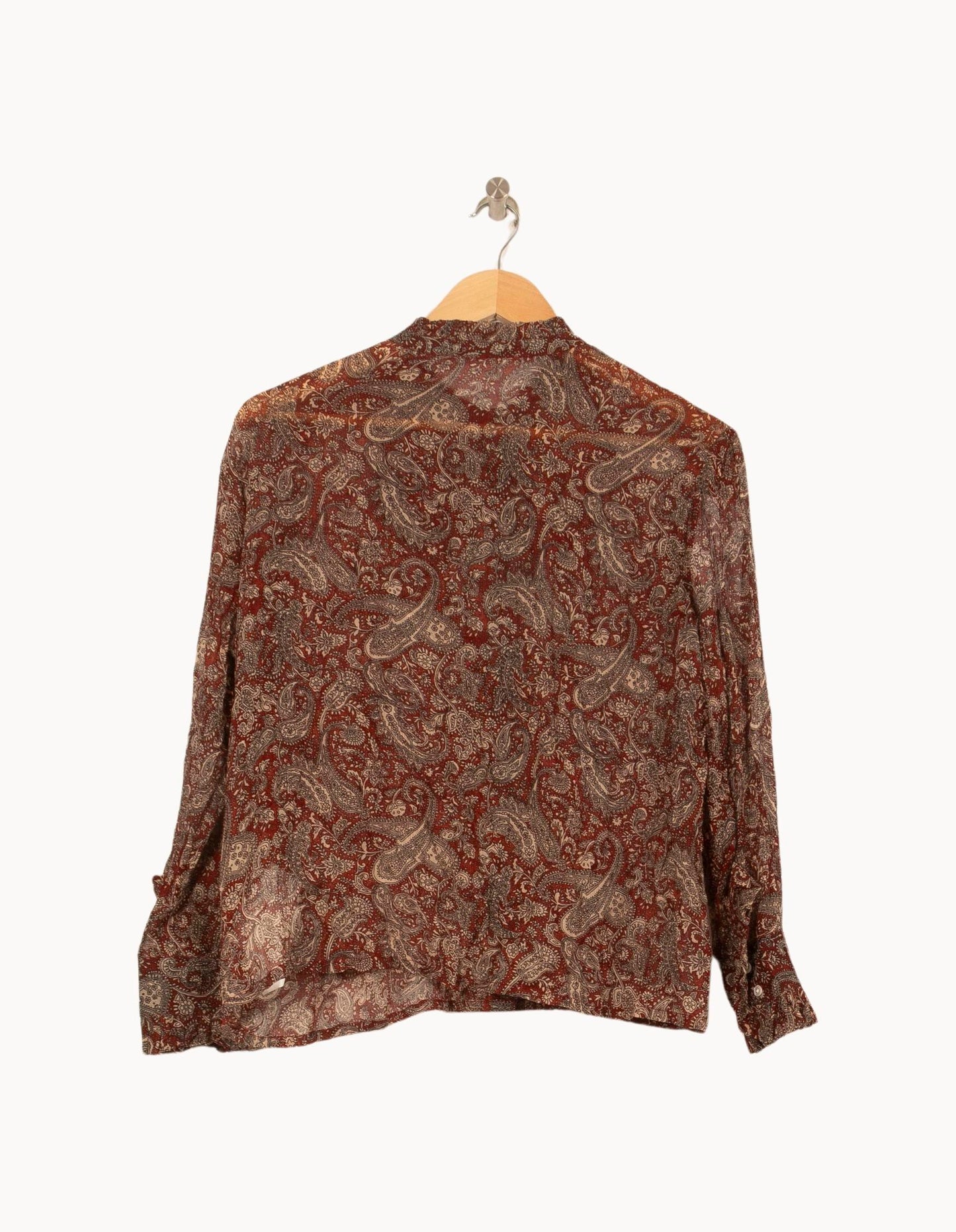 Blouse Bordeaux et Beige - Taille S/36