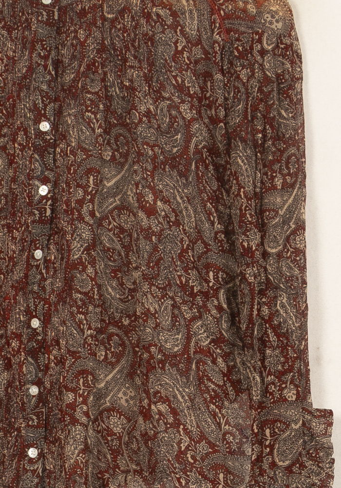 Blouse Bordeaux et Beige - Taille S/36