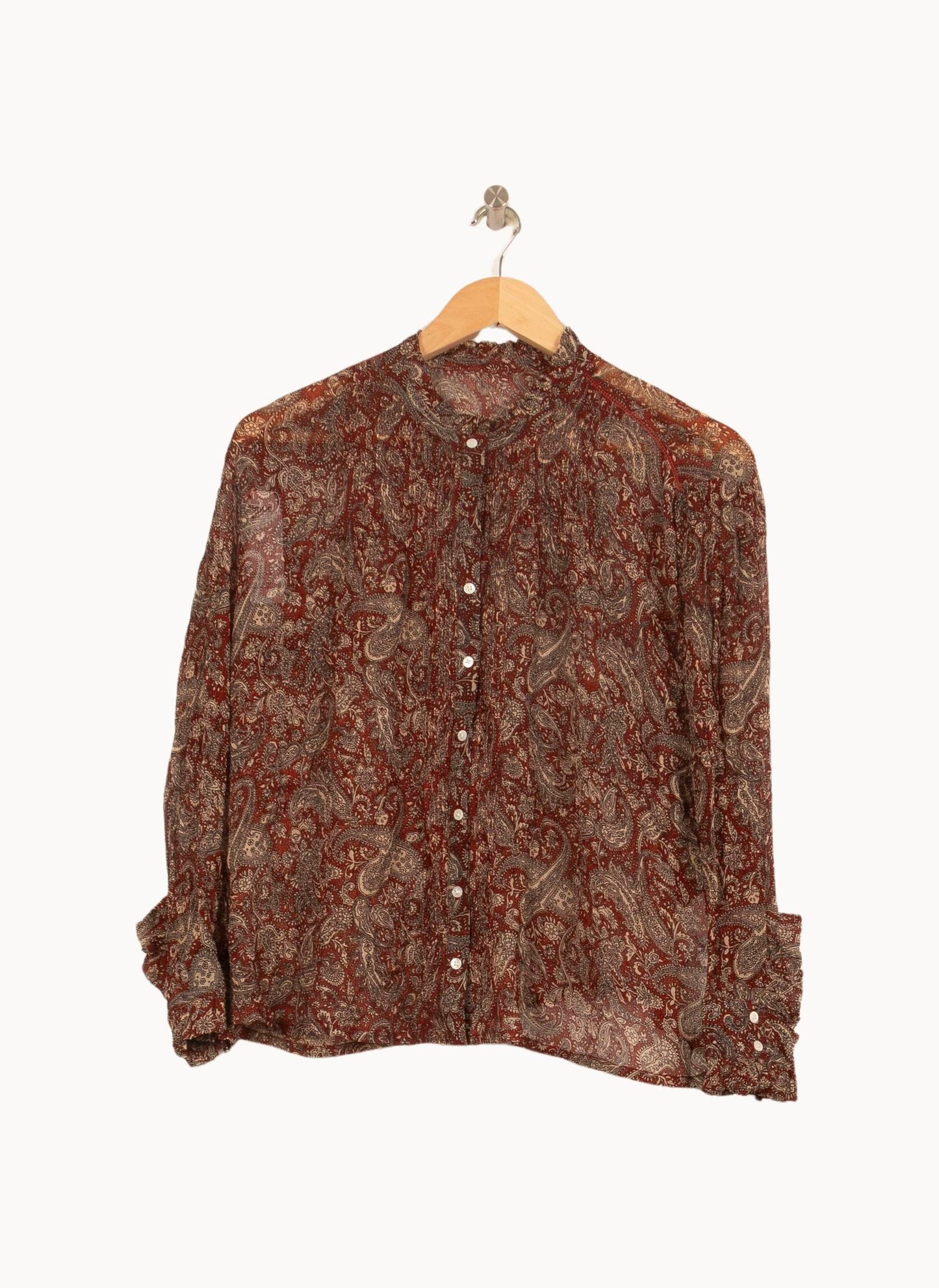 Blouse Bordeaux et Beige - Taille S/36