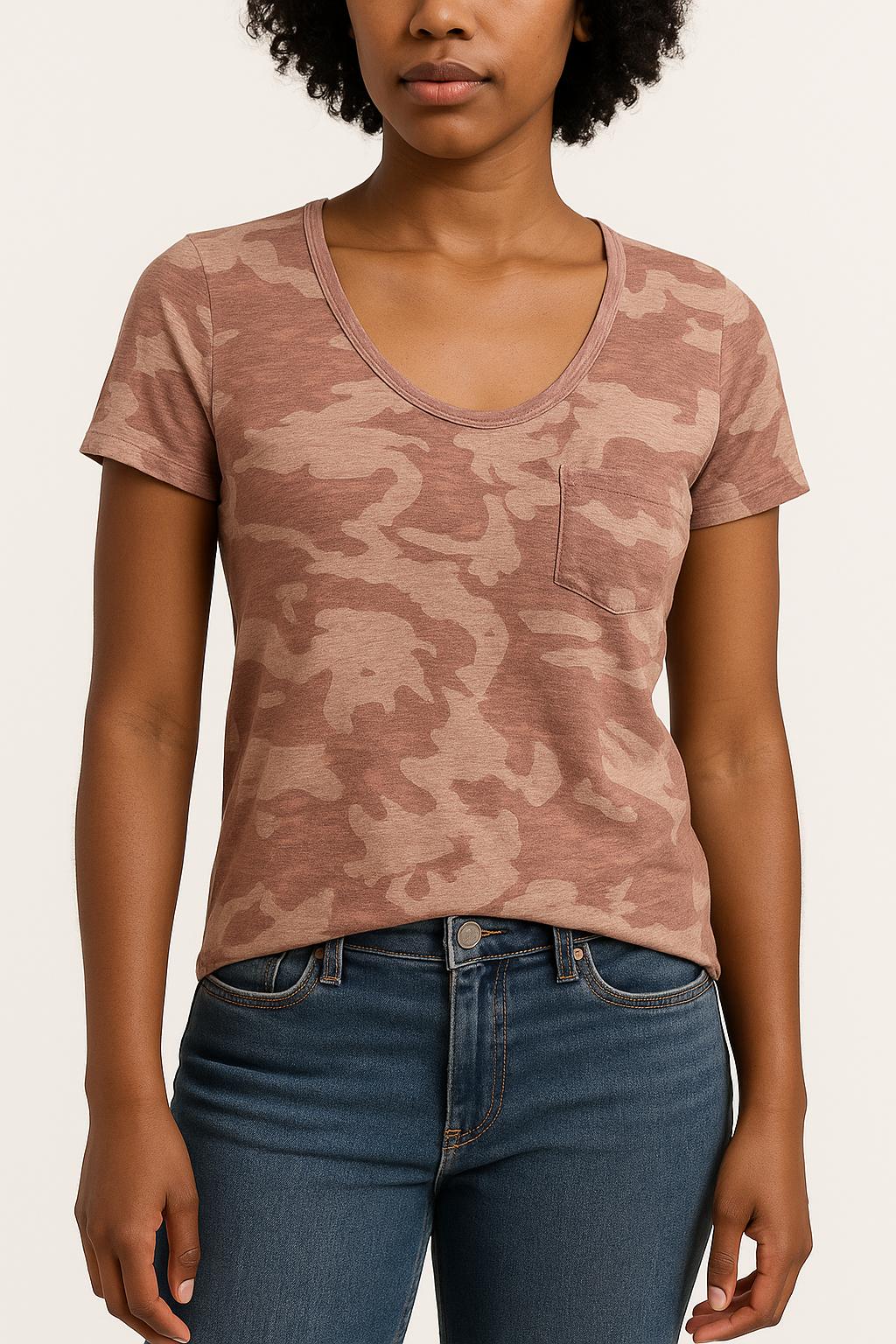 Tee-shirt Rose et Beige - Taille XS/34