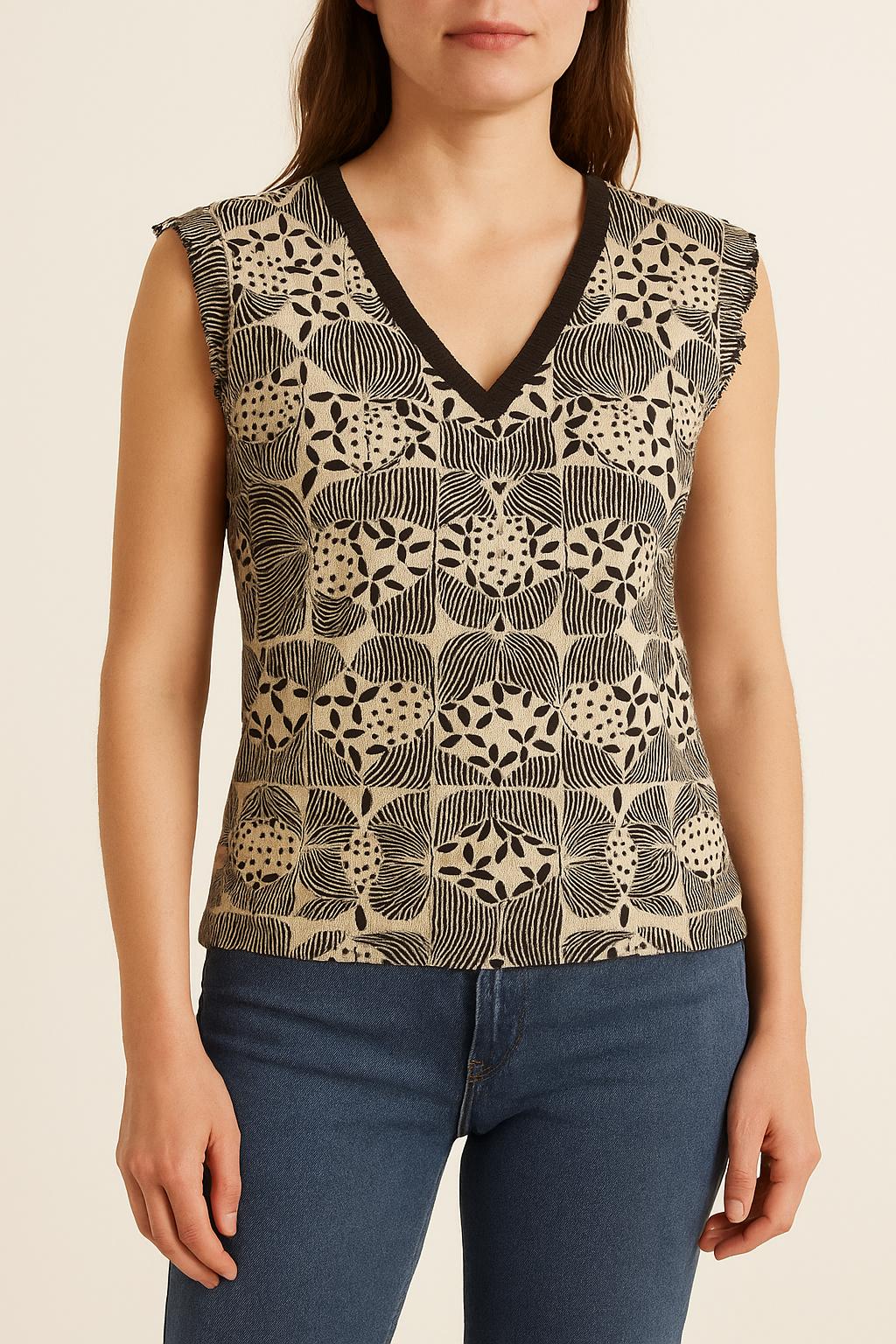 Débardeur Noir et Beige - Taille M/38