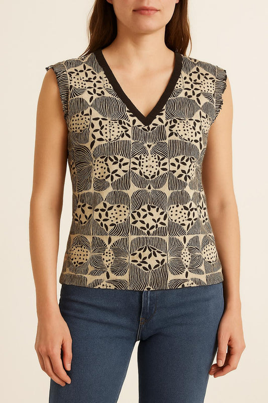 Débardeur Noir et Beige - Taille M/38