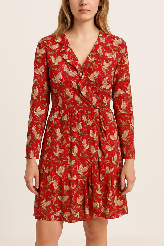 Robe Portefeuille Rouge et Rose - Taille XS/34