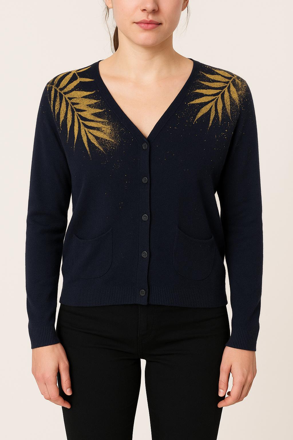 Cardigan Bleu et Doré - Taille S/36