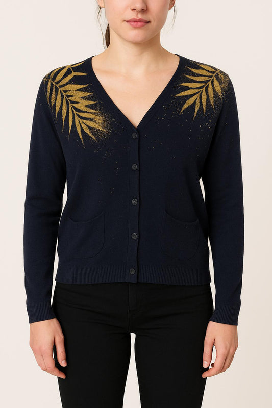 Cardigan Bleu et Doré - Taille S/36