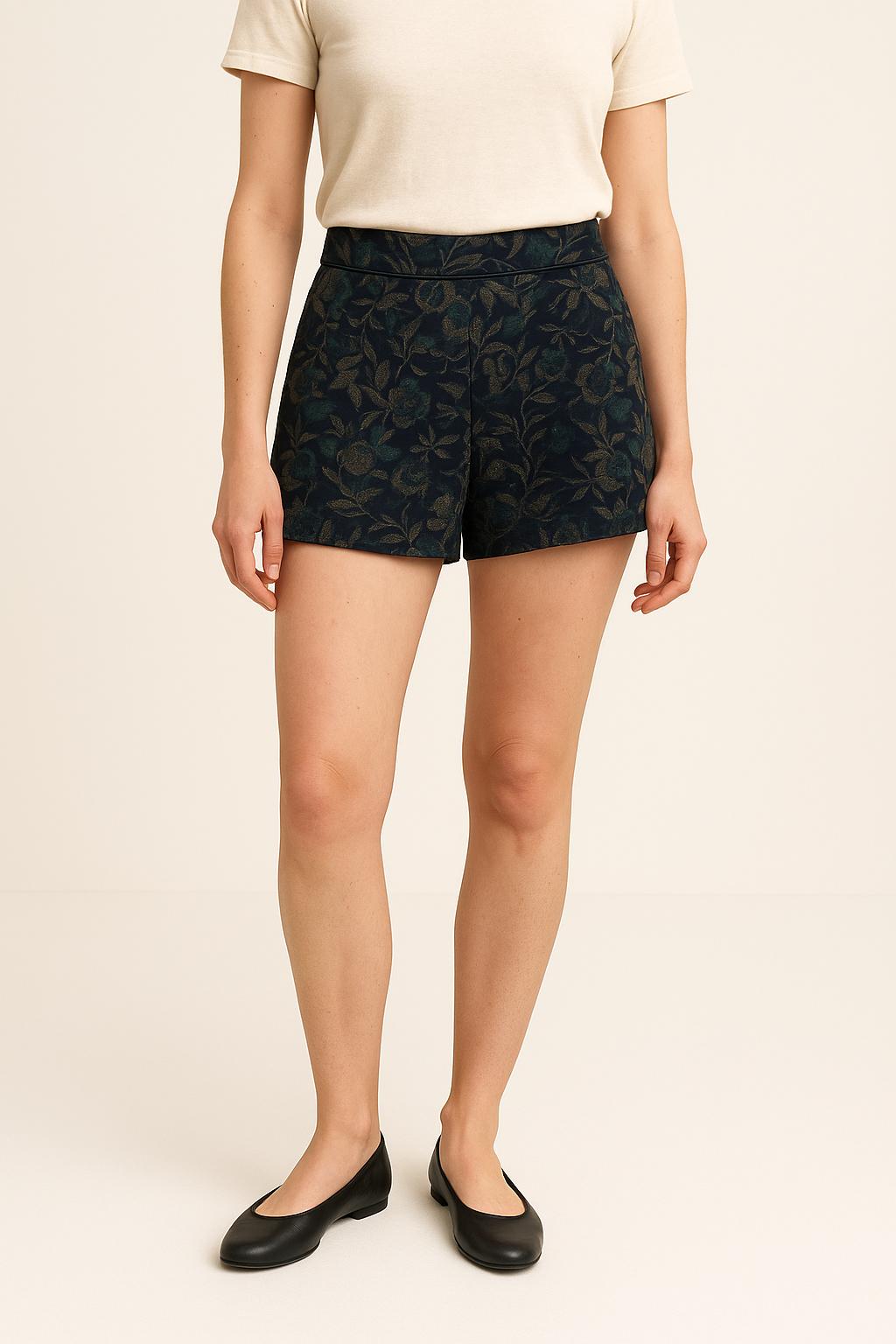 Short Fleuri Bleu et Marron - Taille M/38