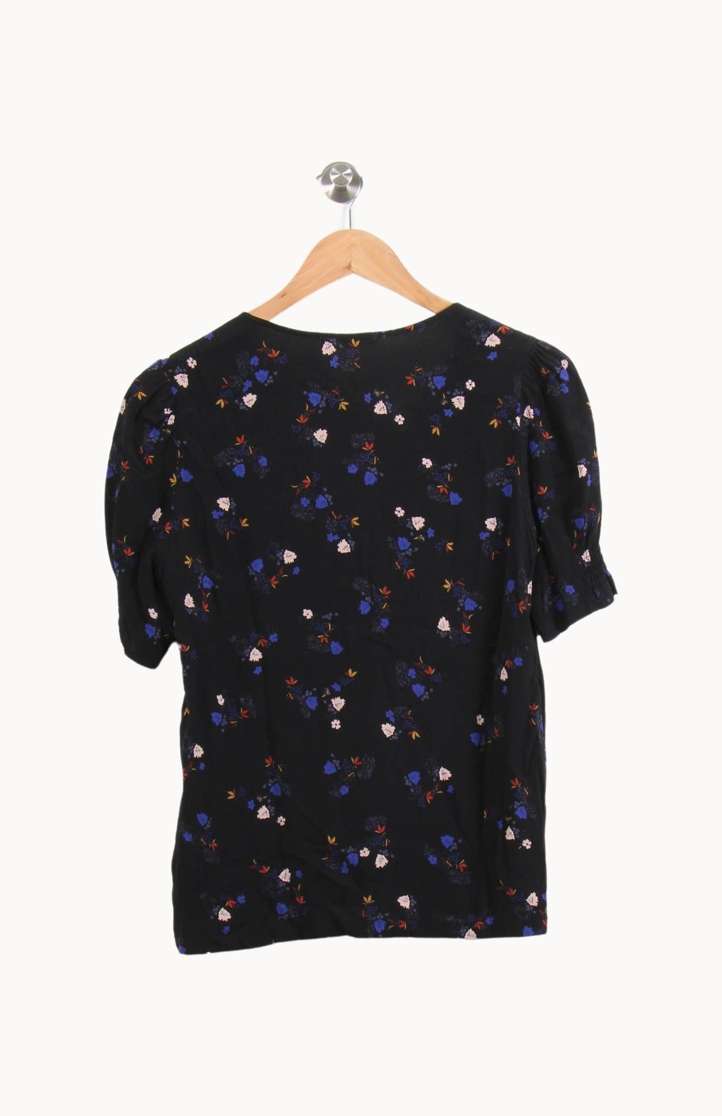 Blouse Noire et Fleurie - Taille L/40