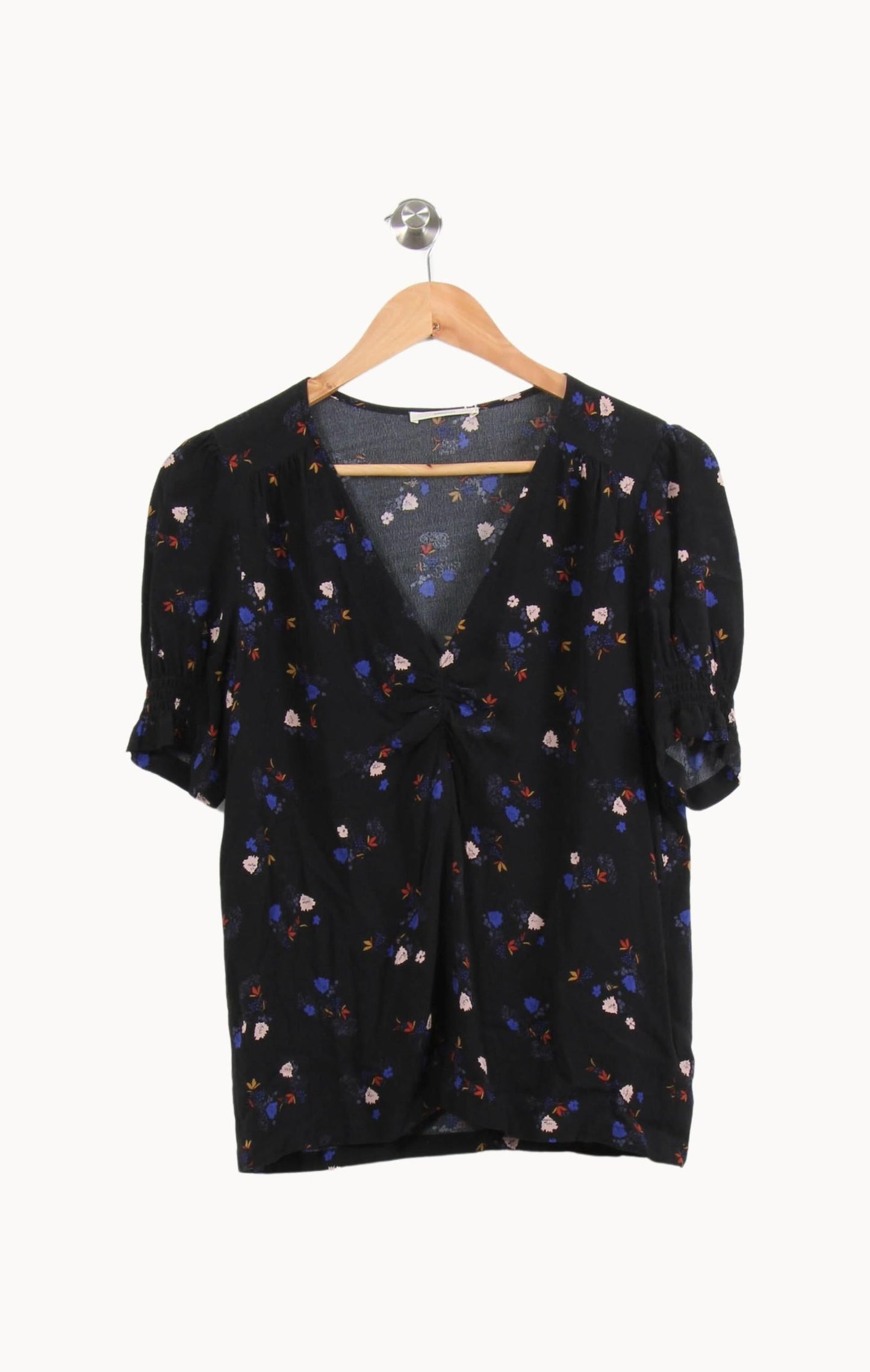 Blouse Noire et Fleurie - Taille L/40