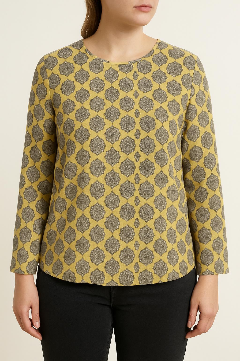 Blouse Jaune et Grise - Taille L/40