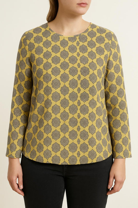 Blouse Jaune et Grise - Taille L/40