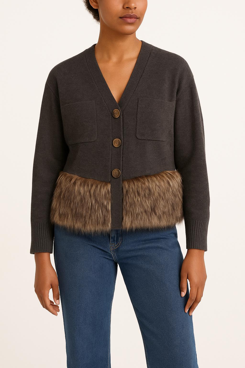 Veste Grise et Marron - Taille S/36