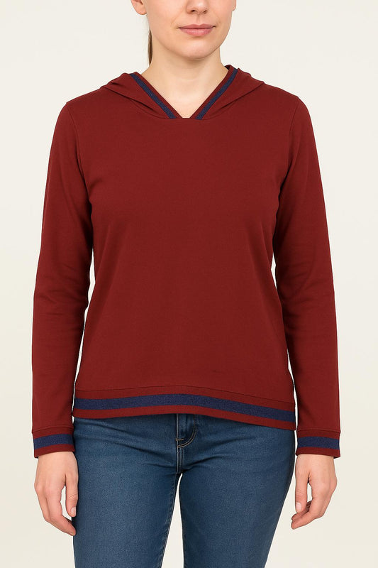 Sweat à Capuche Bordeaux et Bleu - Taille L/40