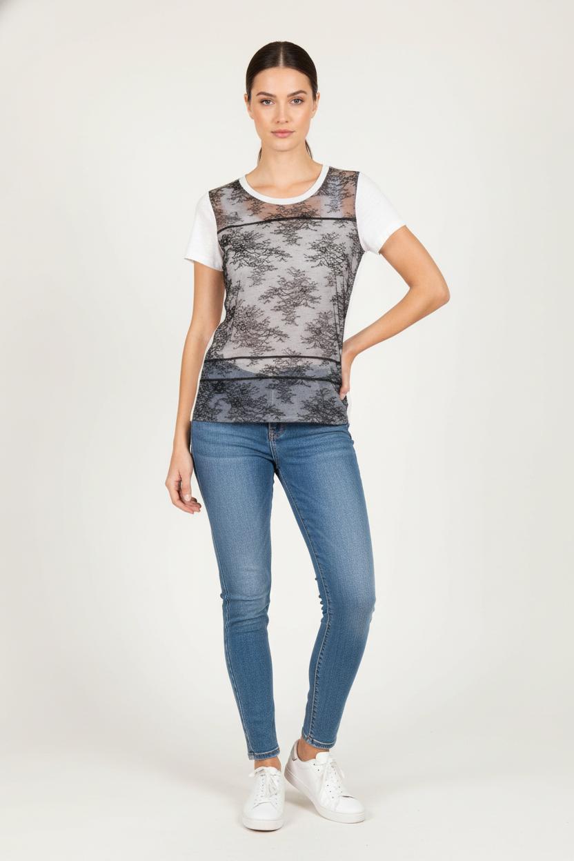 Tee shirt Gris et Blanc - Taille S/36