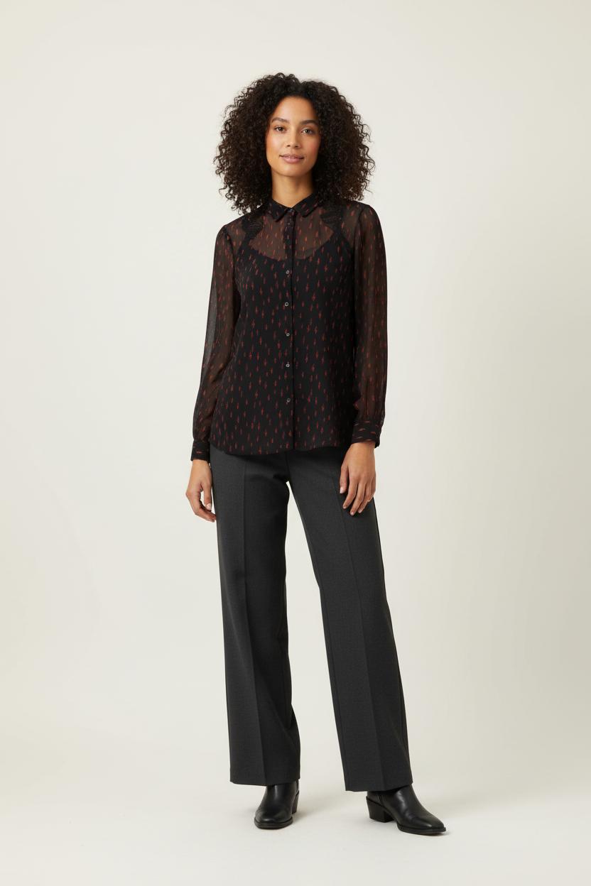 Blouse Noire et Rouge - Taille M/38