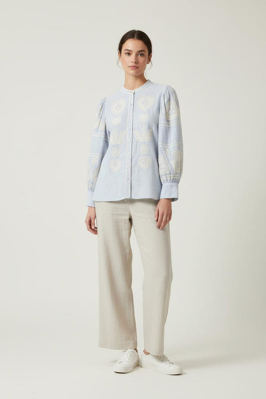 Blouse Bleue et Blanche - Taille S/36