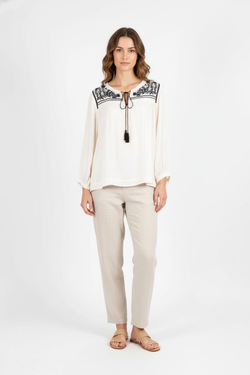 Blouse Blanche et Noire - Taille L/40