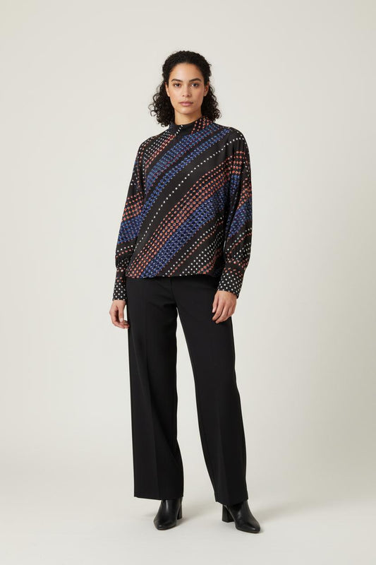 Blouse Noire et Multicolore - Taille S/36