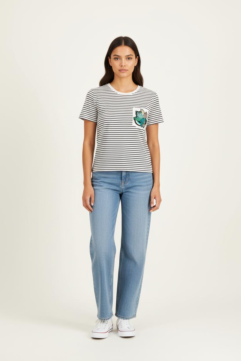 Tee-shirt Rayé Blanc et Noir - Taille L/40