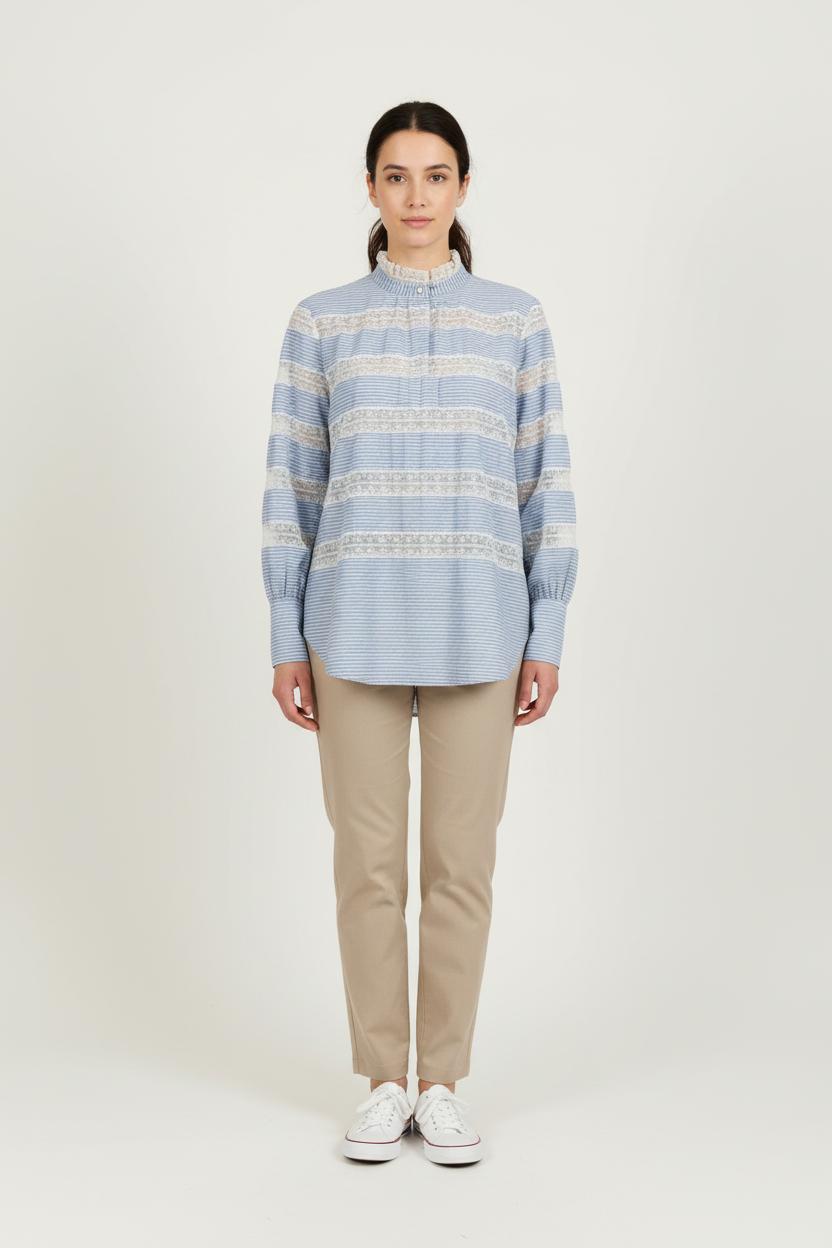 Blouse Bleue et Blanche - Taille M/38