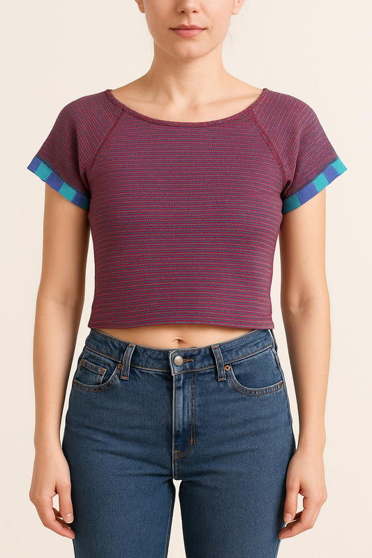 Crop top Bordeaux et Bleu - Taille M/38