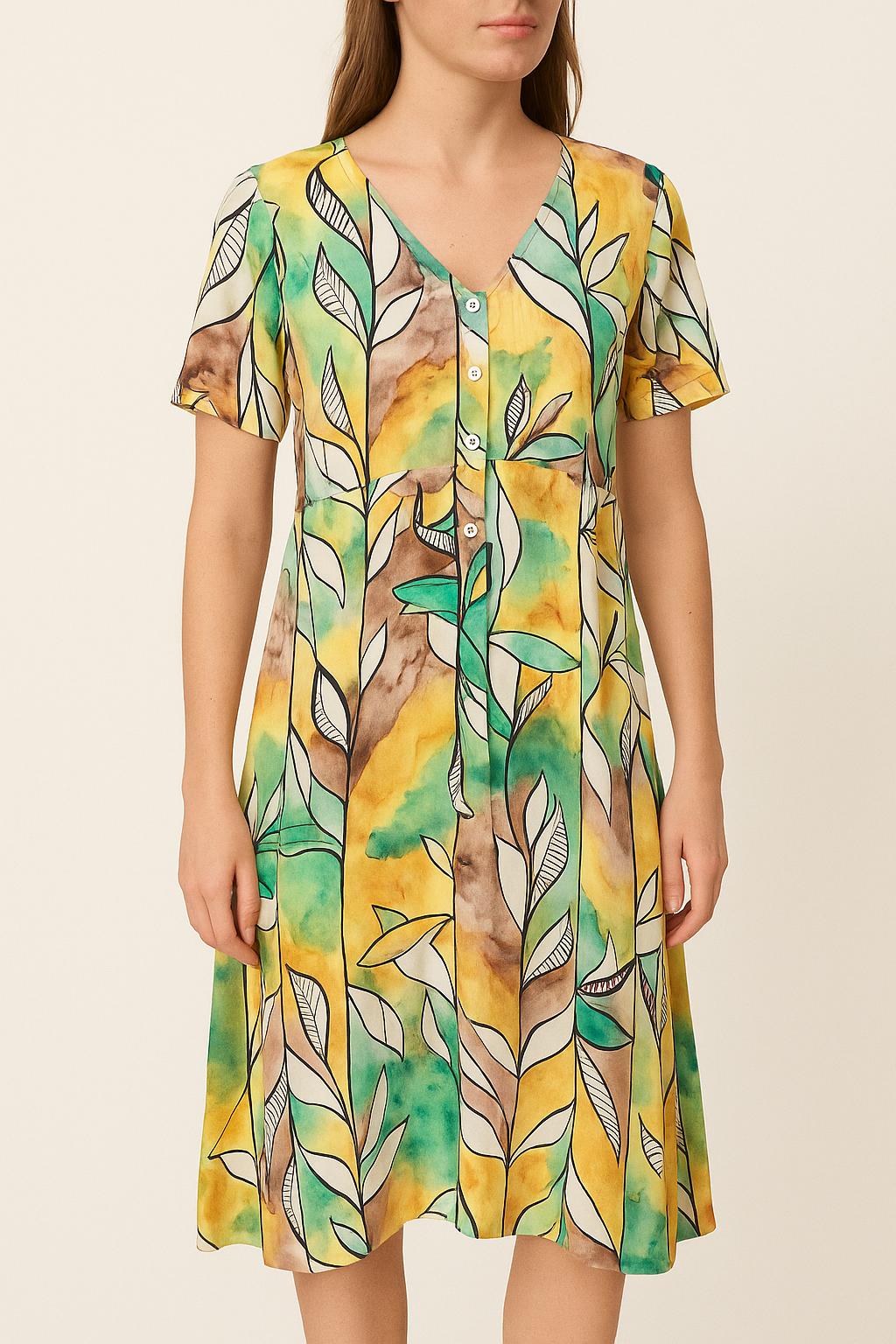 Robe longue Jaune et Verte - Taille S/36