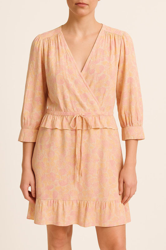 Robe Portefeuille Rose et Jaune - Taille M/38