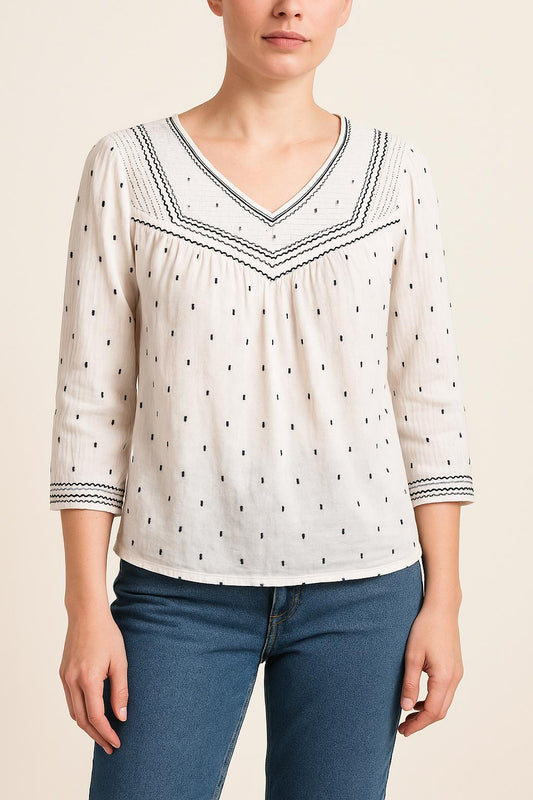 Blouse Blanche et Noire - Taille M/38