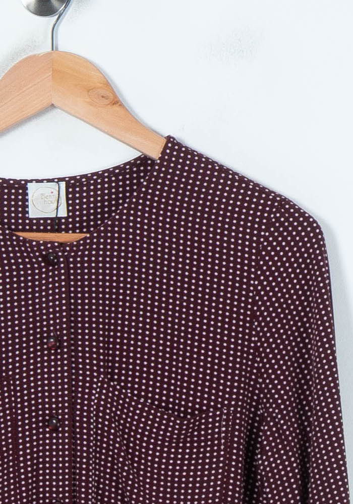 Blouse Bordeaux à Pois Blancs - Taille XS/34