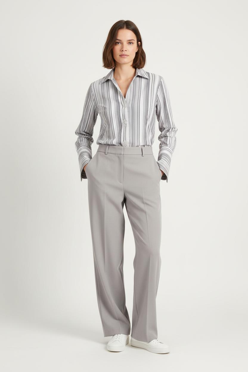 Chemise Rayée Blanche et Grise - Taille S/36