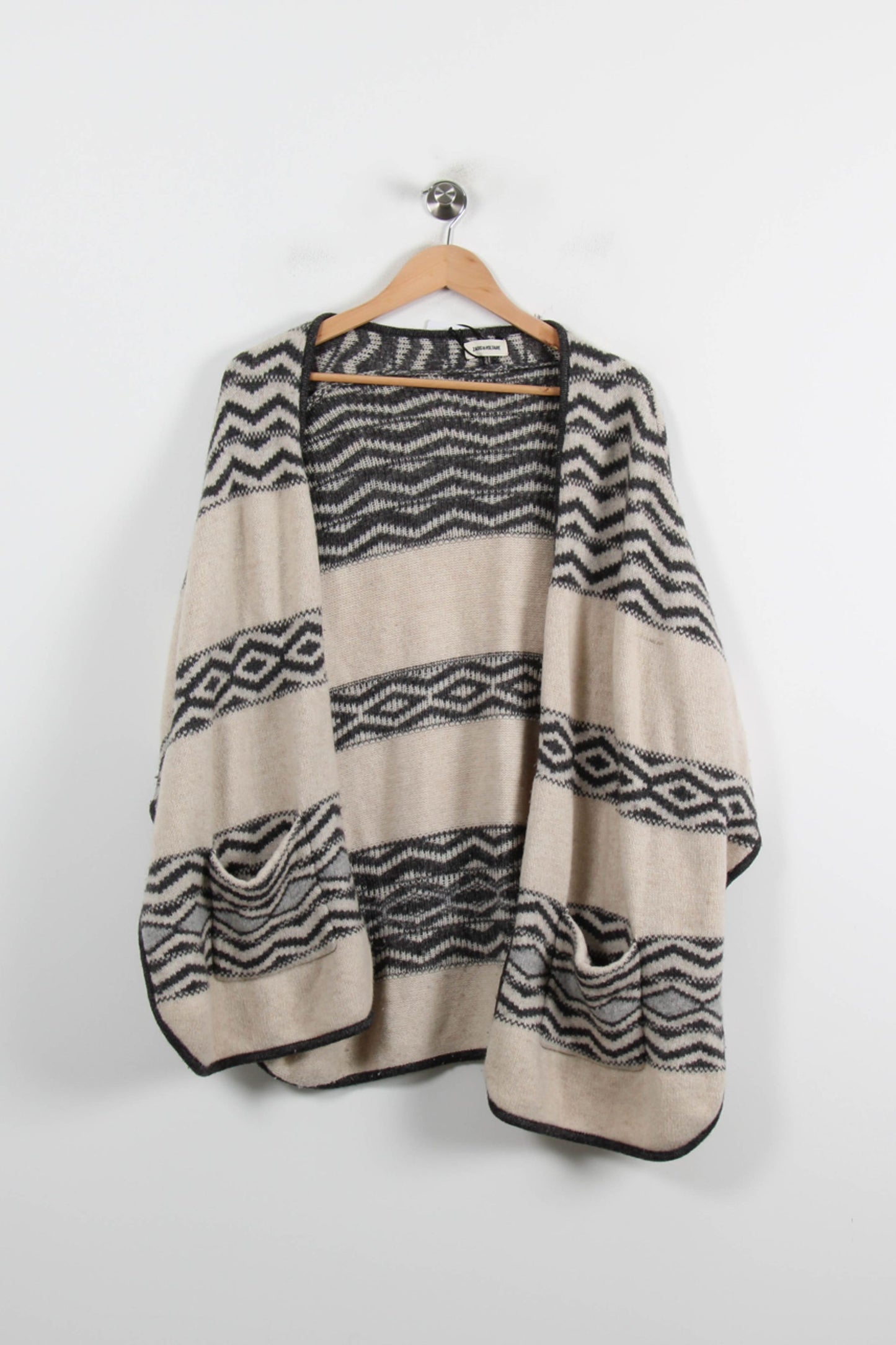 Poncho Beige et Noir - Taille L/40