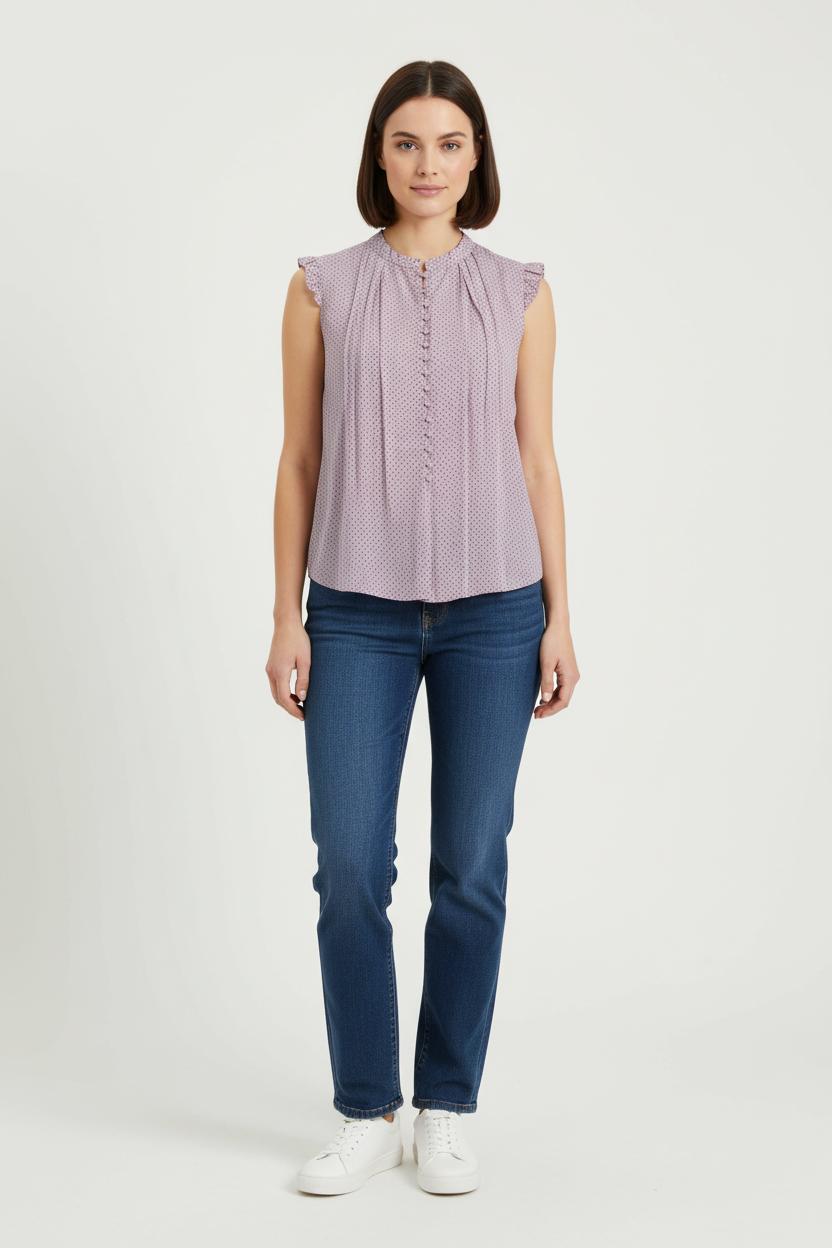 Blouse Violette à Pois Noirs - Taille S/36